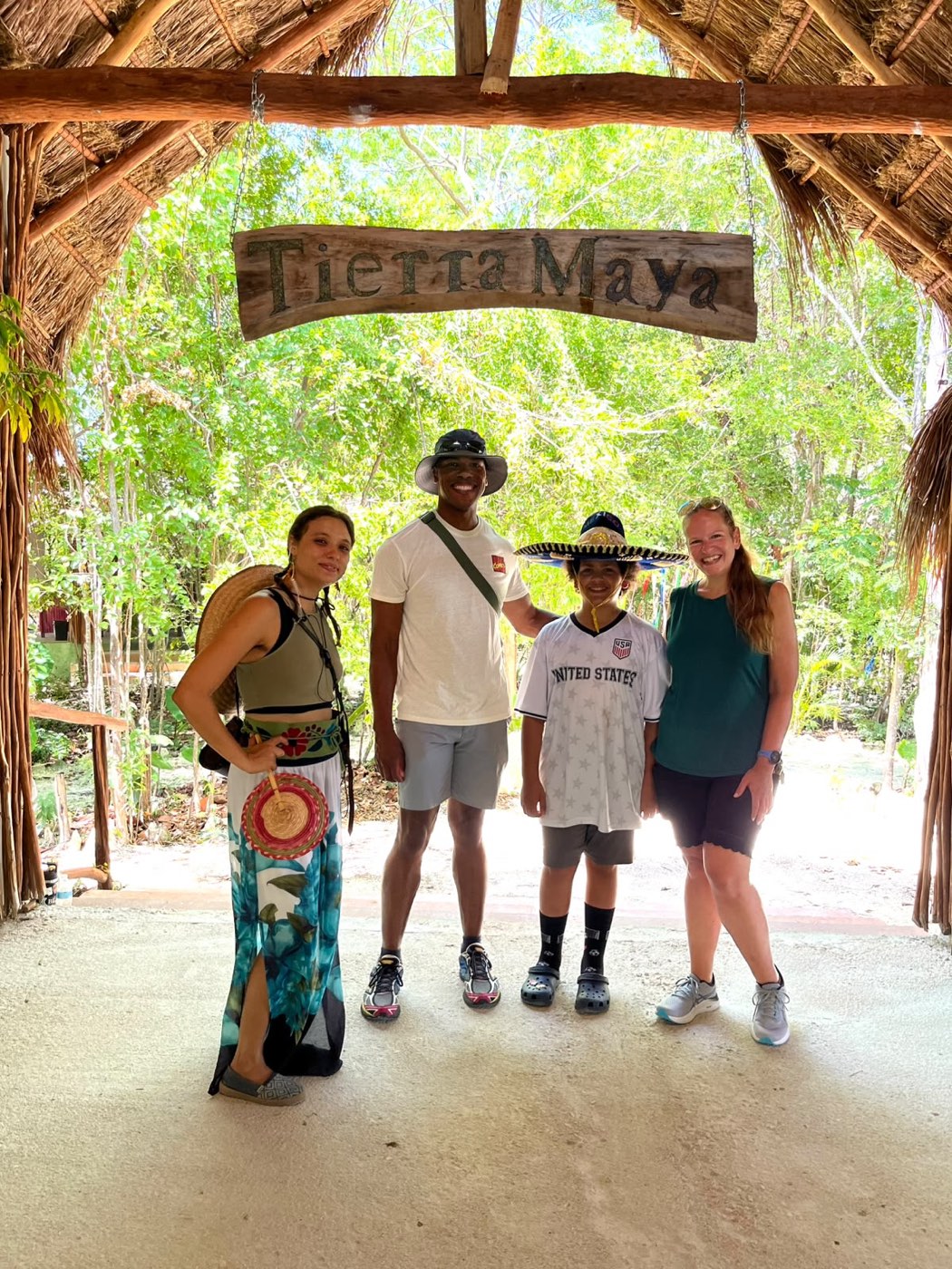 A family arriving at Tierra Maya